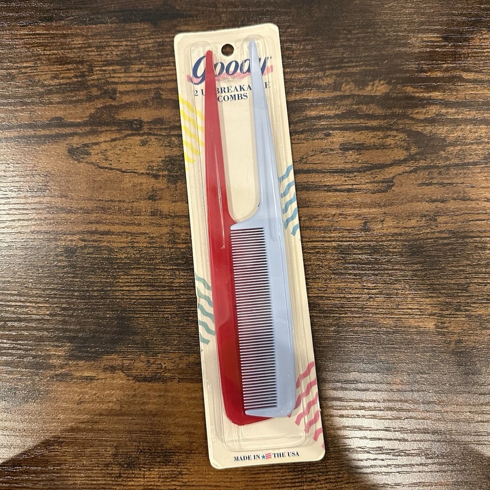 Vintage GOODY Unbreakable Tail Combs Red‎ & Blue Teasing Sealed 2 Pack